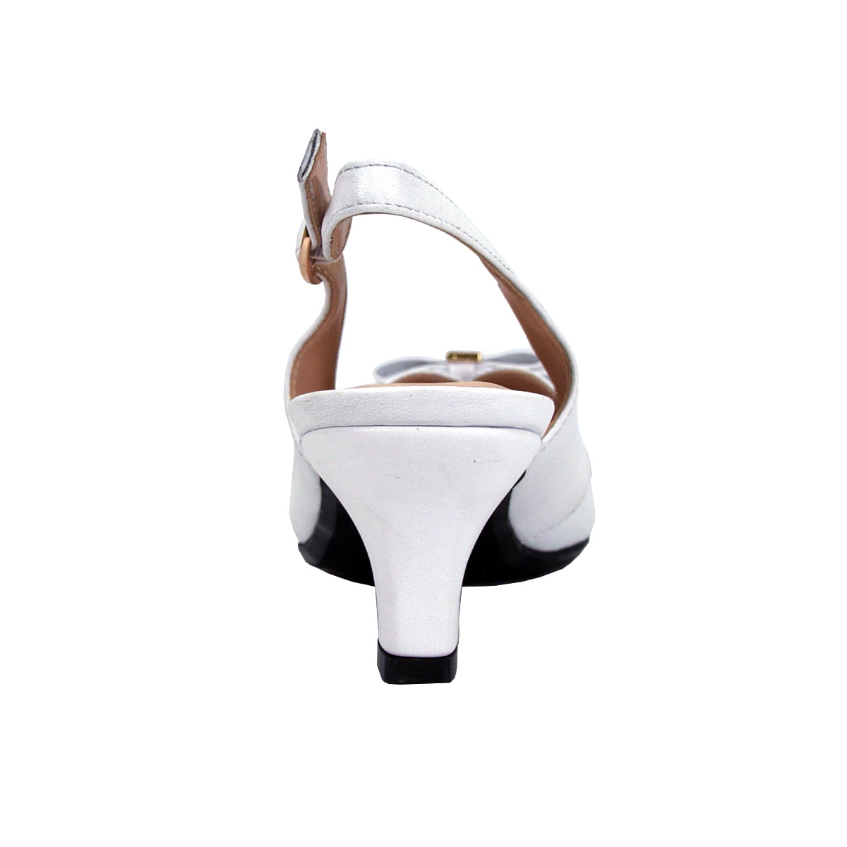 PEERAGE Sammy 2 Women's Wide Width Slingback Low Heel Leather Dress Shoes WHITE 9.5