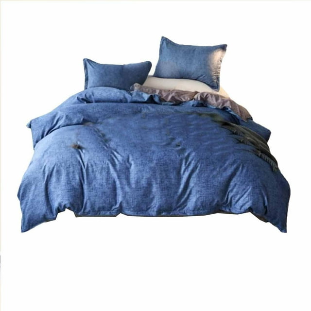 Btomtd Bed Three Piece Gift Set Home Textile Sanding Three Piece Plain Three Piece Set Washable Bedding Sets, Blue