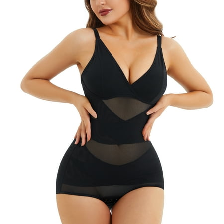 

Gotoly Women V Neck Bra Shapewear Bodysuit Tummy Control Waist Trainer Full Body Shaper Butt Lifter Briefs Jumpsuit Tops(Black X-Large)