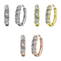 Cate & Chloe Pack of 3 - Bethany 18k Gold Plated 15mm Hoop Earrings with Swarovski Crystals