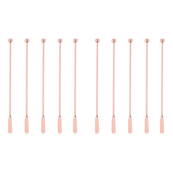 10Pcs Stainless Steel Stirrer Beverage Stirrers Stir Cocktail Swizzle Stick-Rose Gold-Straight Bar,19cm