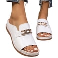 thumbnail image 5 of Xdegoge Mules for Women Wedge Slide Sandals Peep Toe Classic Horsebit Hardware Backless Slip On Dressy Casual Office Summer Comfort Daily Walking Shoes, 5 of 8