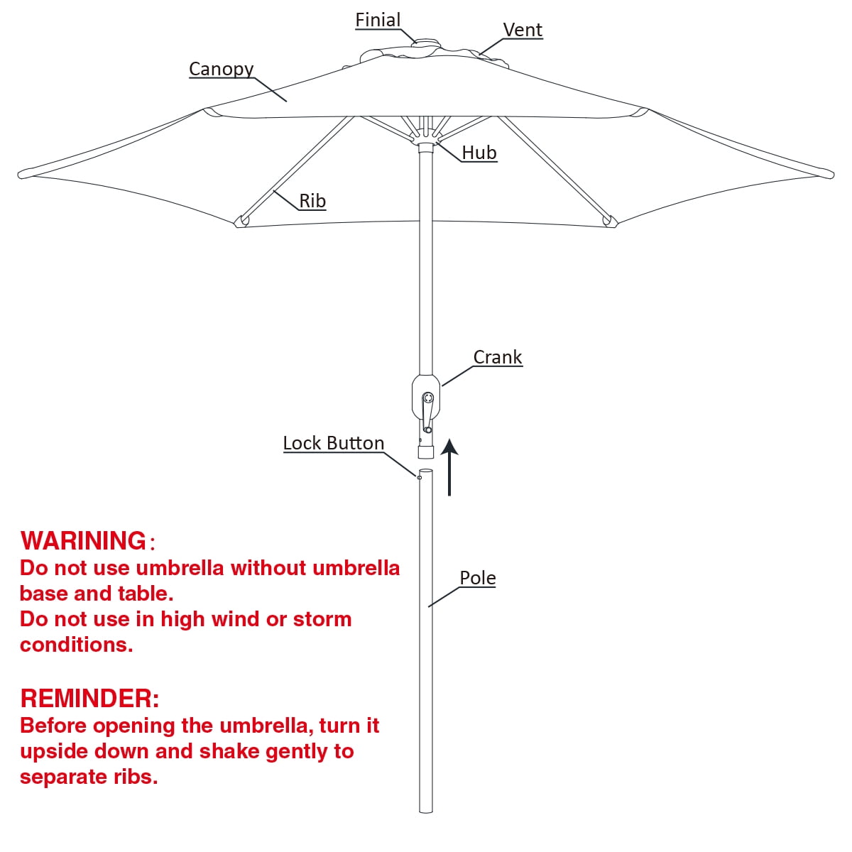 Abble 6.5 Feet Square Market Umbrella - Lime Green