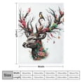 thumbnail image 4 of WYYP Bed Watercolor Deer Big Antlers Flowers and Birds on The Horns Flannel Blanket White, 4 of 6