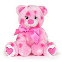 Bearington Collection Sweetheart Pink Plush Stuffed Animal Teddy Bear with Hearts, 8.5 inches for Child