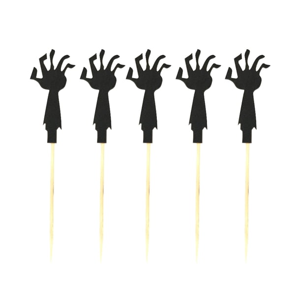 10 Unids / set Halloween Papel Zombie Brazo Placa Imitación Zombie Mano Herramienta de Decoración de Pasteles (Negro)