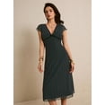 thumbnail image 4 of Elegant Blue Floral Print Midi Dress With V-Neck And Lettuce Trim Detail, 4 of 10
