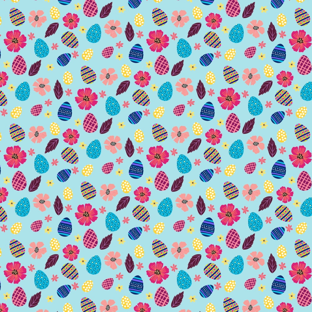 Colorful Easter Eggs and Flowers Premium Roll Gift Wrap Wrapping Paper