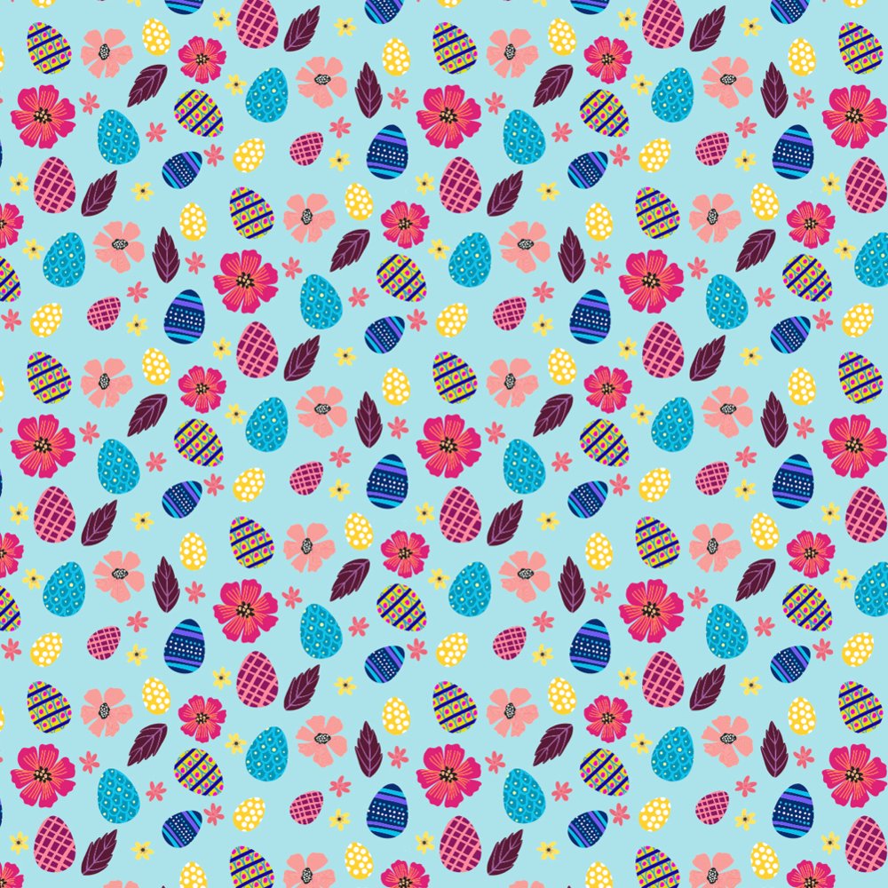 Colorful Easter Eggs and Flowers Premium Roll Gift Wrap Wrapping Paper