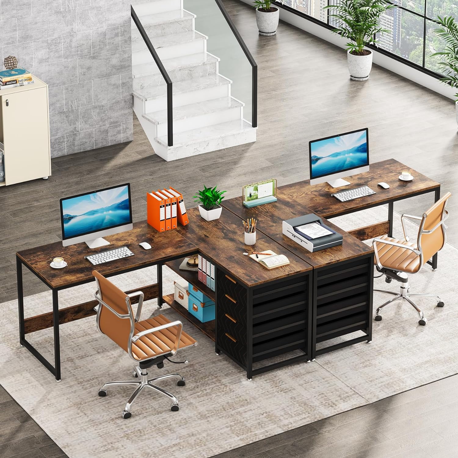 Tribesigns L Shaped Computer Desk, 59" Modern Reversible Office Corner Desk for Home Office, Brown