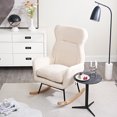 thumbnail image 5 of Small Rocking Chairs for Small Spaces, Beige Compact Rocker with Ergonomic High Backrest & Soft Cushion, Easy 5-Min One-Person Assembly,Space Saving, for Living Room, Bedroom, for Adults & Teens, 5 of 8
