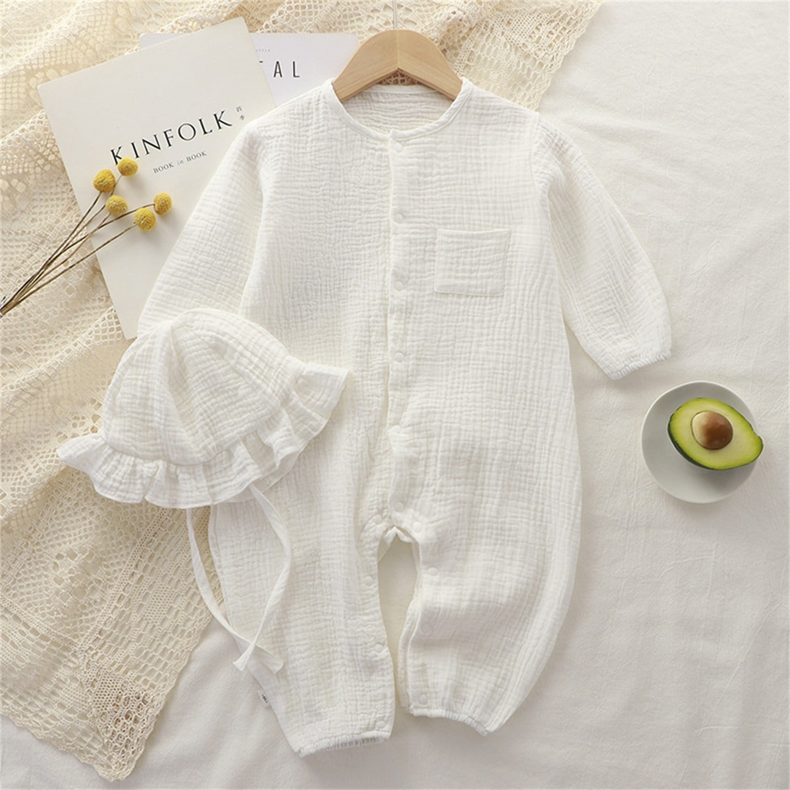 Riecok 0 to 3 Month Baby Girl Clothes Newborn Baby Girl Boy Outfit Round Neck Long Sleeve Easy to Put on and Take Off Cute Patterns Loose Print White 12 Months