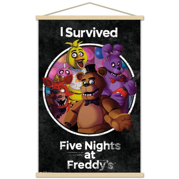Five Nights at Freddy's - SurVived Wall Poster with Wooden Magnetic Frame, 22.375" x 34"