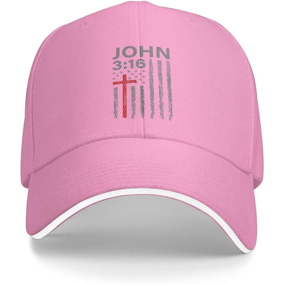 John 3:16 Faith Cross American Flag Pink Dad Hat Unisex Baseball Cap for Men Women Dad Hat Trucker Hats