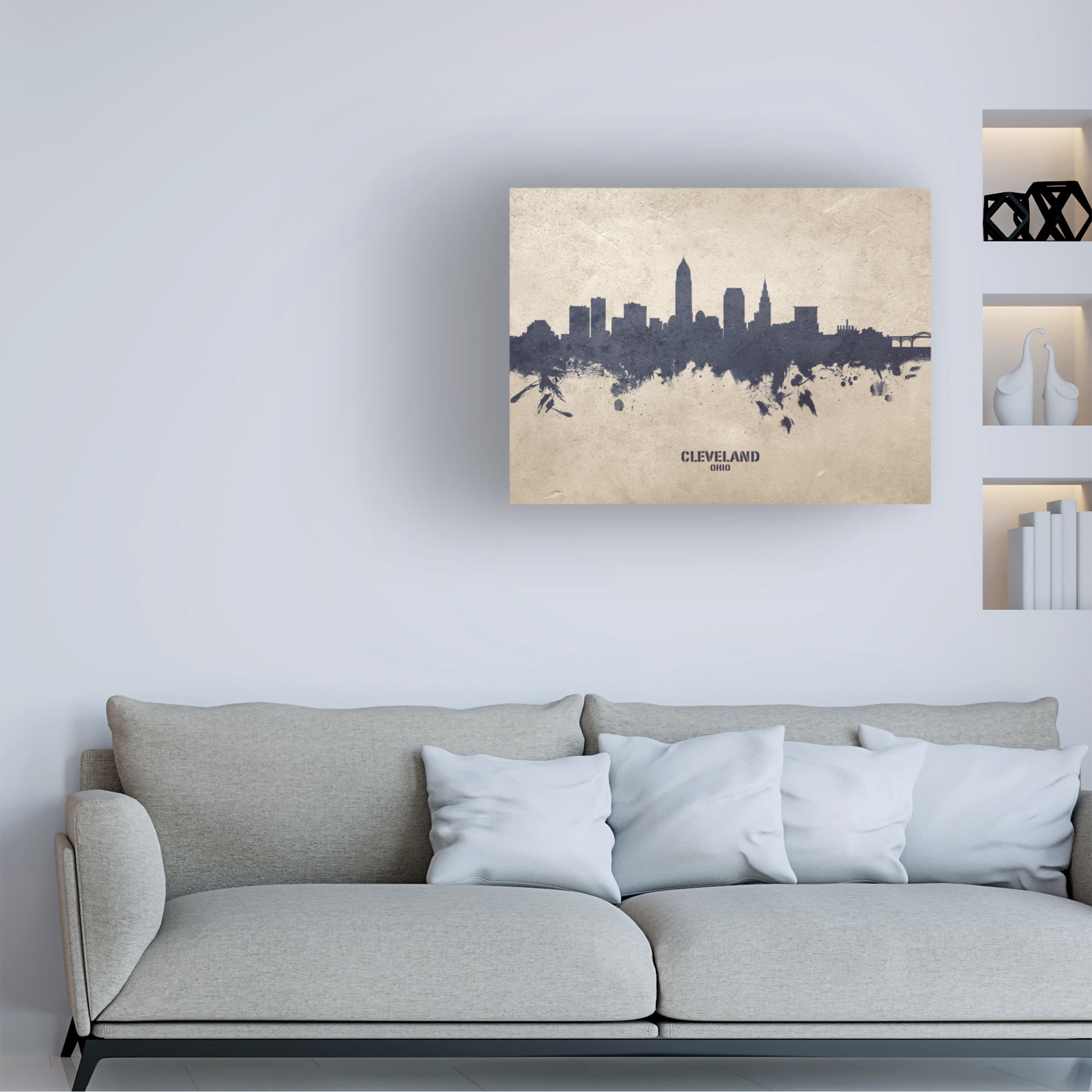 Michael Tompsett 'Cleveland Ohio Skyline Concrete' Canvas Art