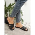 thumbnail image 2 of Women Black Snakeskin Embossed Slide Sandals  Elegant Open Toe Sandals, 2 of 6