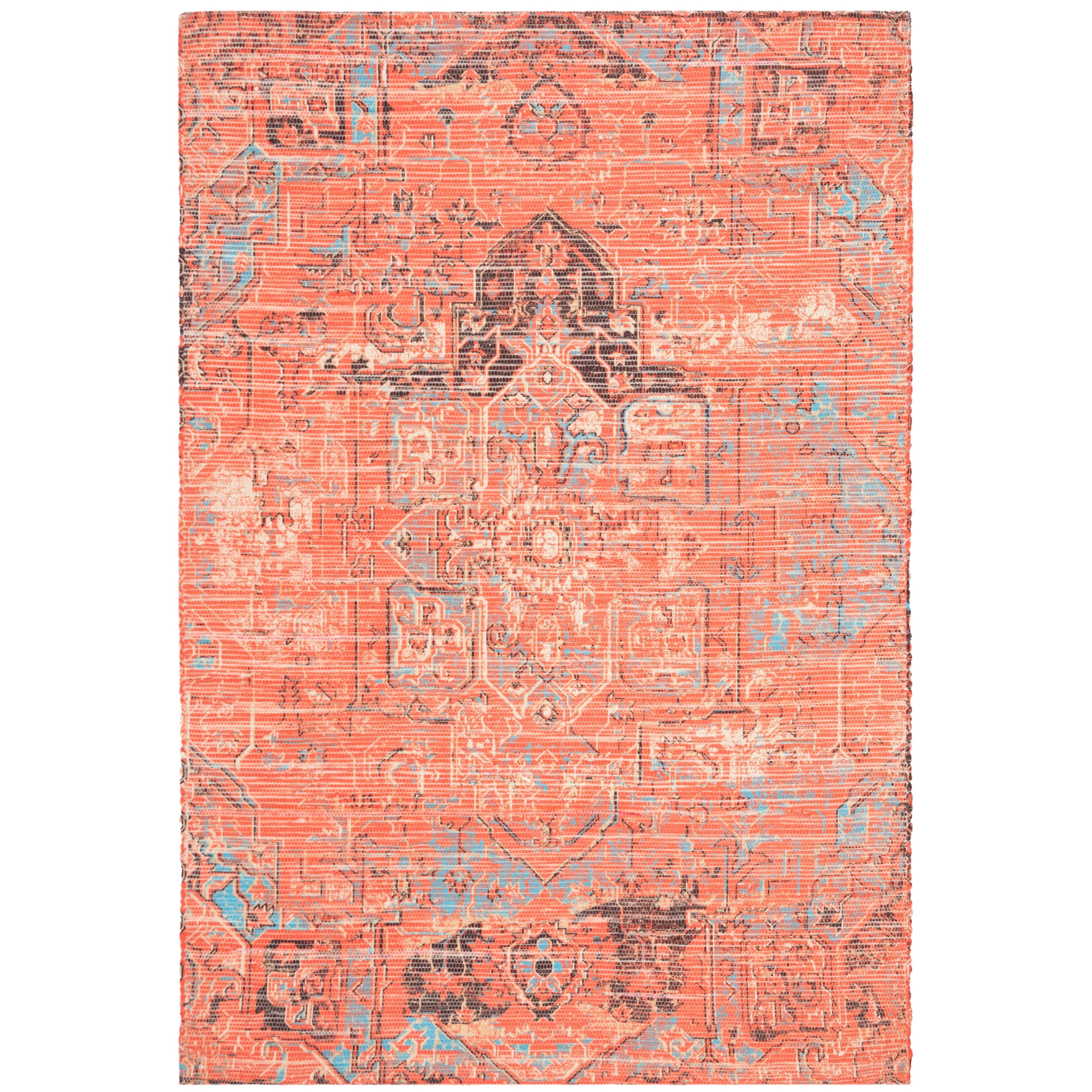 SAFAVIEH Saffron Erksine Geometric Runner Rug, Rust/Blue, 2'3" x 8'