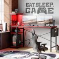 thumbnail image 3 of Bestier 61" Reversible Gaming Computer Desk with Power Outlet LED Desk with 4 Tier Shelves, Black Carbon Fiber, 3 of 9