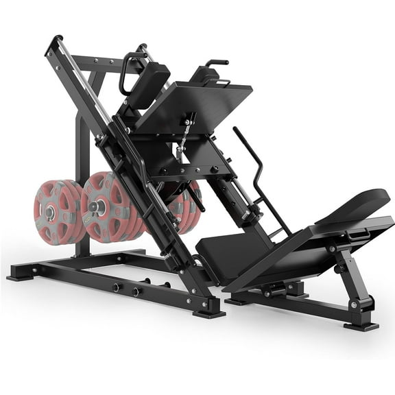 Adjustable Leg Press and Hack Squat Machine, Professional Lower Body Strength Training Equipment for Home Gym with Linear Bearing