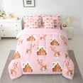 thumbnail image 2 of Manfei Cute Christmas Deer Bedding Comforter Set 7-Piece for Kids Children, Gingerbread House King Bedding Sets, Girls Pink Brown Bed Sheets, Lightweight Room Decor, 2 of 8