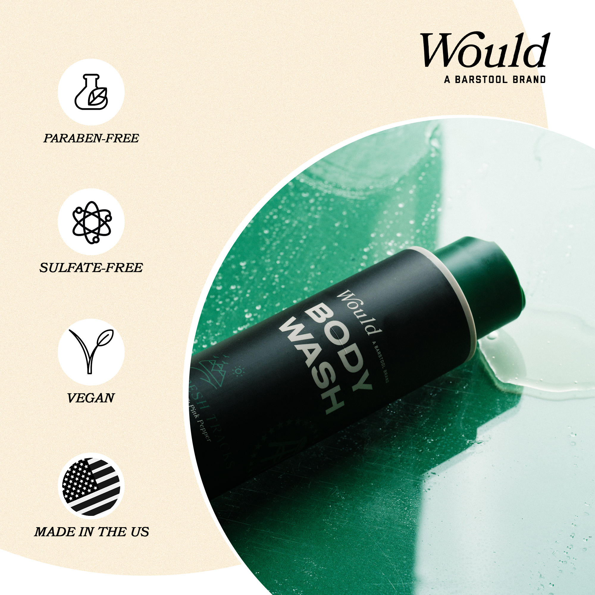 Would by Barstool Sports, Adult Body Wash, Fresh Tracks, 16 oz, All Skin Types