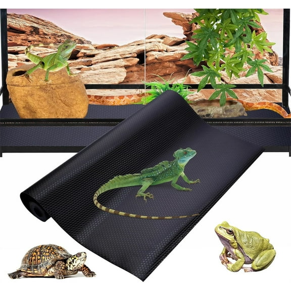 Tutuviw 3.2Ft Bearded Dragon Tank Accessories Reptile Substrate for Terrarium Leopard Gecko Substrate Reptile Carpet Bedding for Gecko, Snake, Tortoise, Lizard, Iguana(Black)