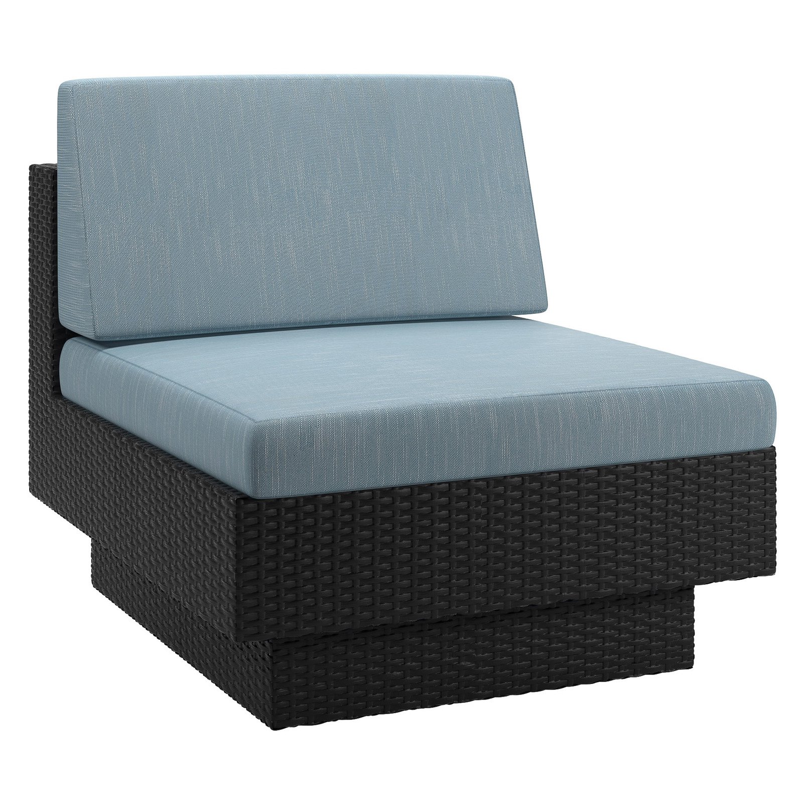 CorLiving Patio Middle Seat in Textured Black Weave with Teal Cushions - image 3 of 3