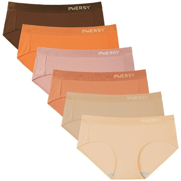 INNERSY Womens Underwear Cotton Hipster Panties Wide Waistband Underwear For Women 6-Pack(X-Large,Golden Sunset)