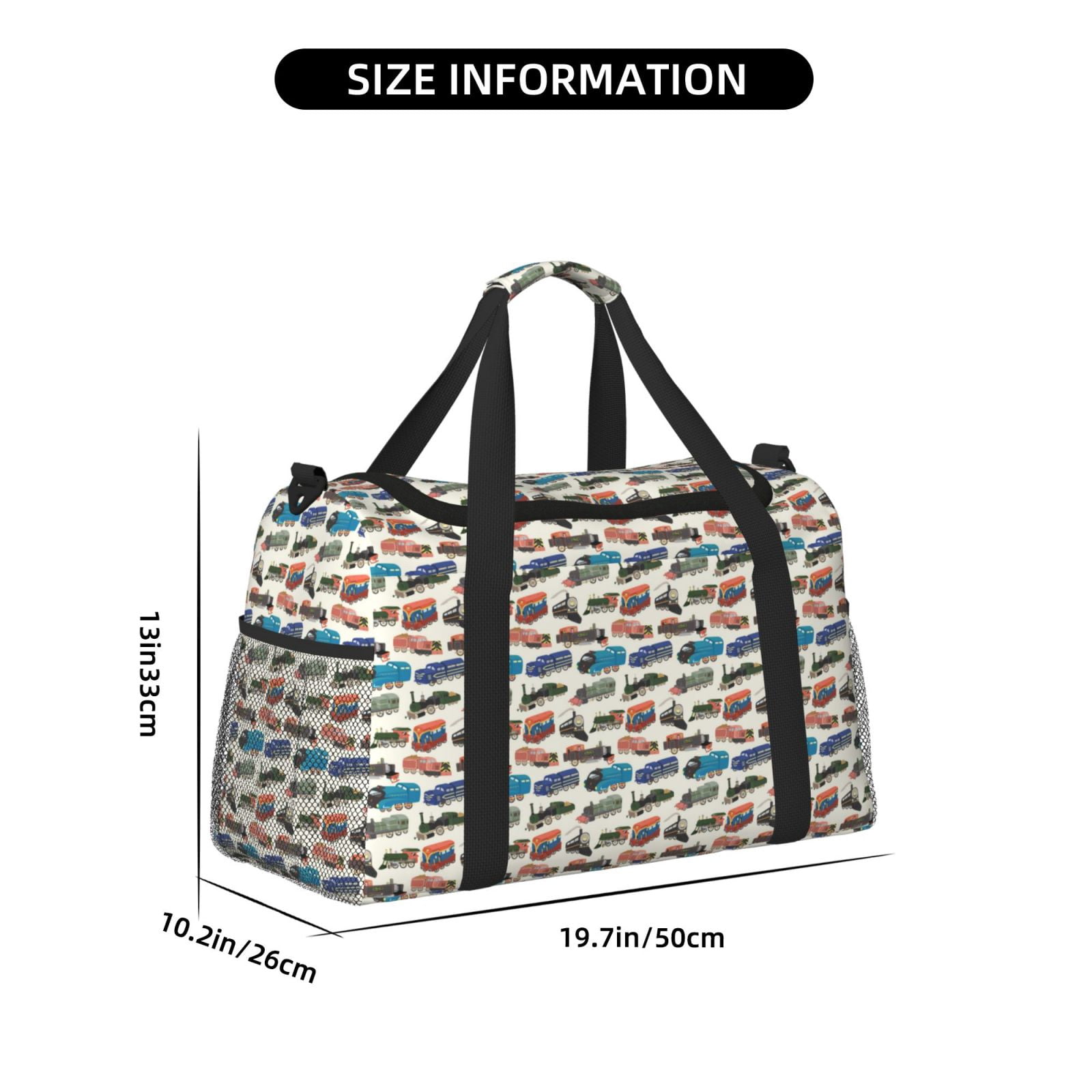 Fuzoiu Train Print Travel Duffle Bag,Carry On Tote Bags,Duffel Bag,Sport Gym Bag, Hospital Bag for Labor and Delivery, Overnight Bag,Luggage Bag