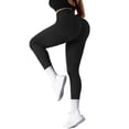 thumbnail image 6 of YIFUNIN Women's Solid Color Hip Lifting Yoga Pants, Ribbed Knit Fitness Leggings for Exercise Workout, High Waist Tummy Control,Black L, 6 of 7