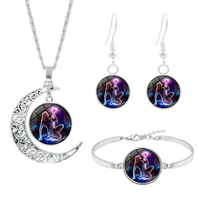 Xihbxyly Conjunto de Joyas Astrológicas, Collar, Pendientes y Pulsera con Las 12 Constelaciones, Regalo Único para Esposa, Novia o Madre, Versátil para Uso Diario, Regalo de Cumpleaños, Navidad o Ani