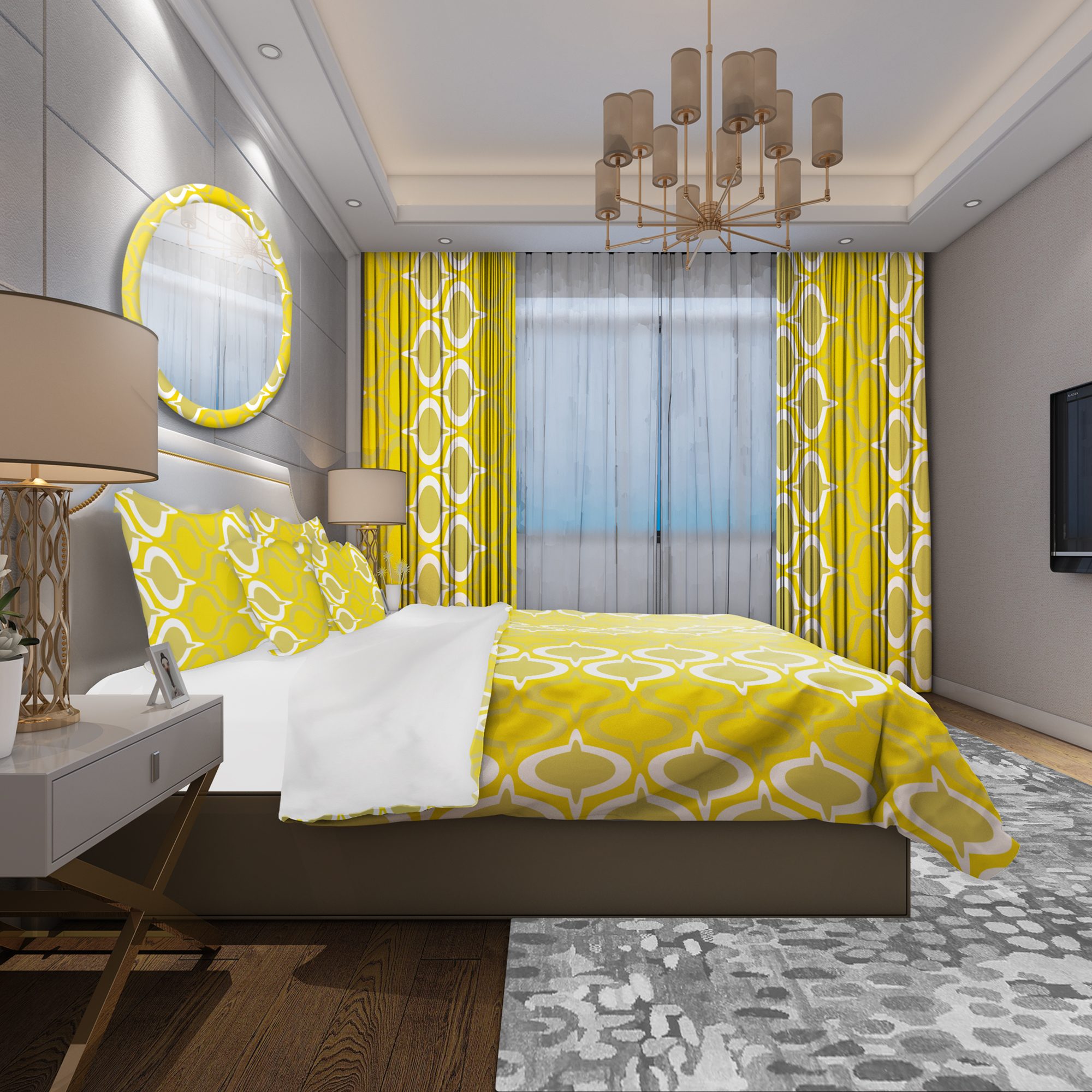 Designart 'Yellow Pattern' Modern Duvet Cover Set