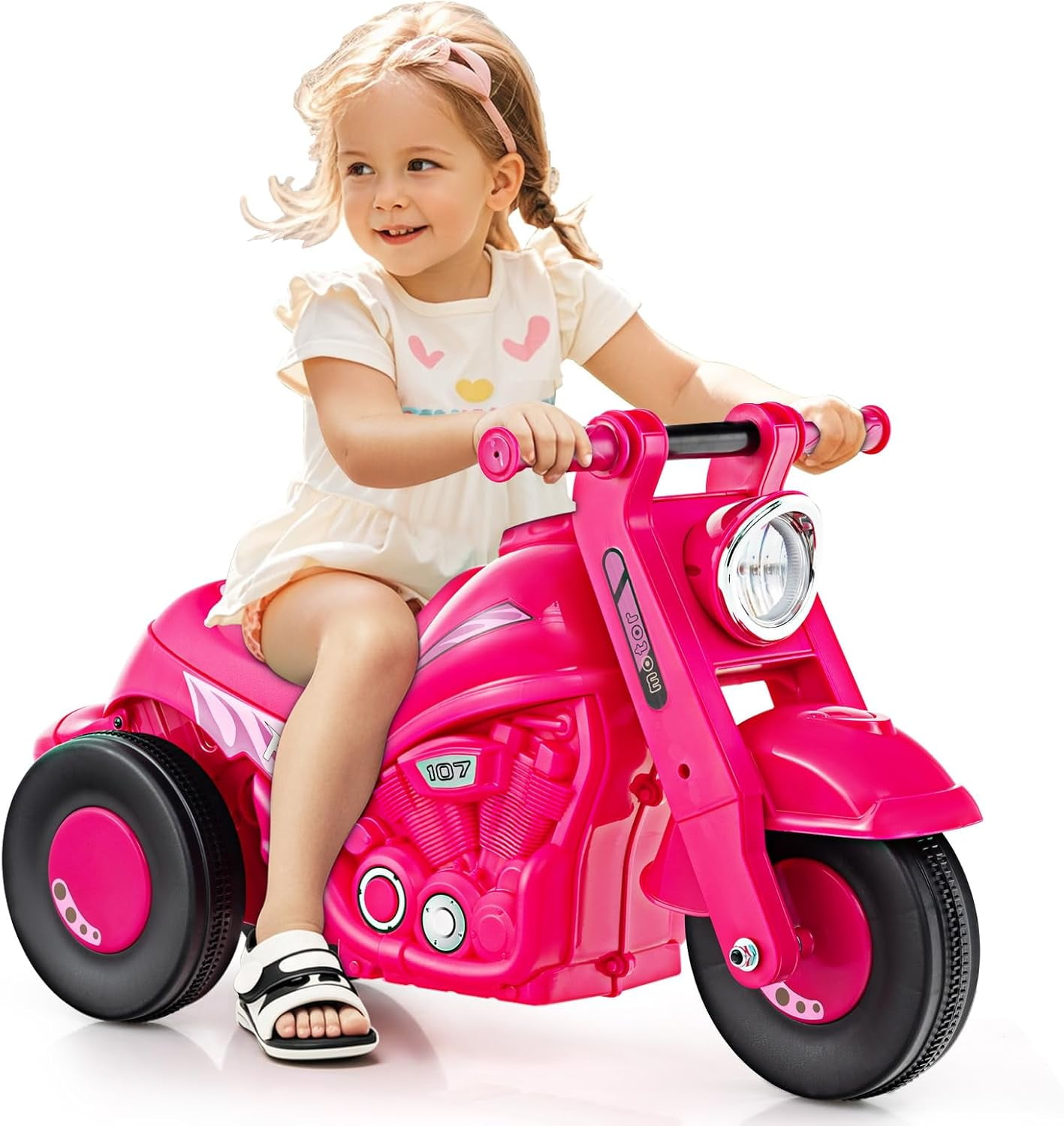 OLAKIDS Ride on Push Car, Foot-to-Floor Sliding Car for Toddlers Kids Motorcycle with Bubble Maker, Music, 3 Wheels Ride on Toys Gift for Boys Girls Aged 3-5 Years