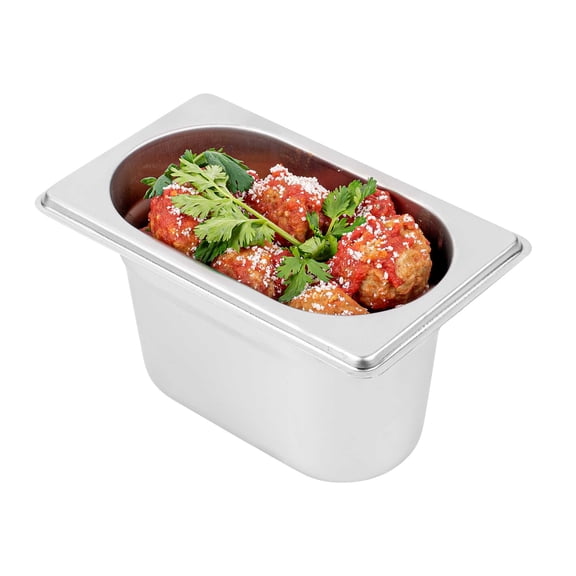 Met Lux Rectangle Stainless Steel 1/9 Size Steam Table Pan 2.5 Inch Deep - Anti Jam - 1 count box