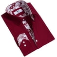 thumbnail image 1 of Dark Red Mens Slim Fit Designer Dress Shirt - tailored Cotton Shirts for Work, XXL, 1 of 5