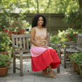 thumbnail image 3 of Womens Plus Size Tan Color Block Midi Tank Dress, 3 of 4