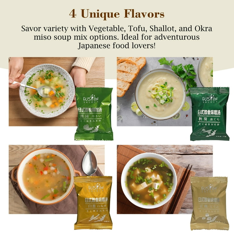 Fusion Select Instant Miso Soup Packets with 4 Flavors Vegetable