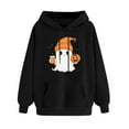 thumbnail image 4 of New trends for her GaThRRgYP Tops for Women,Women Long-sleeved Hooded Pocket Halloween Printed Casual Loose Sweatshirt Black XS, 4 of 4