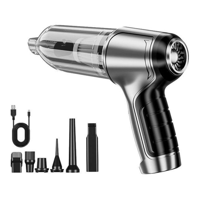 Aspiradora de automóviles limpieza rápida, 7.4V, accesorios automáticos, aspiradora inalámbrica portátil para mano para el hogar de la oficina Gris plateado