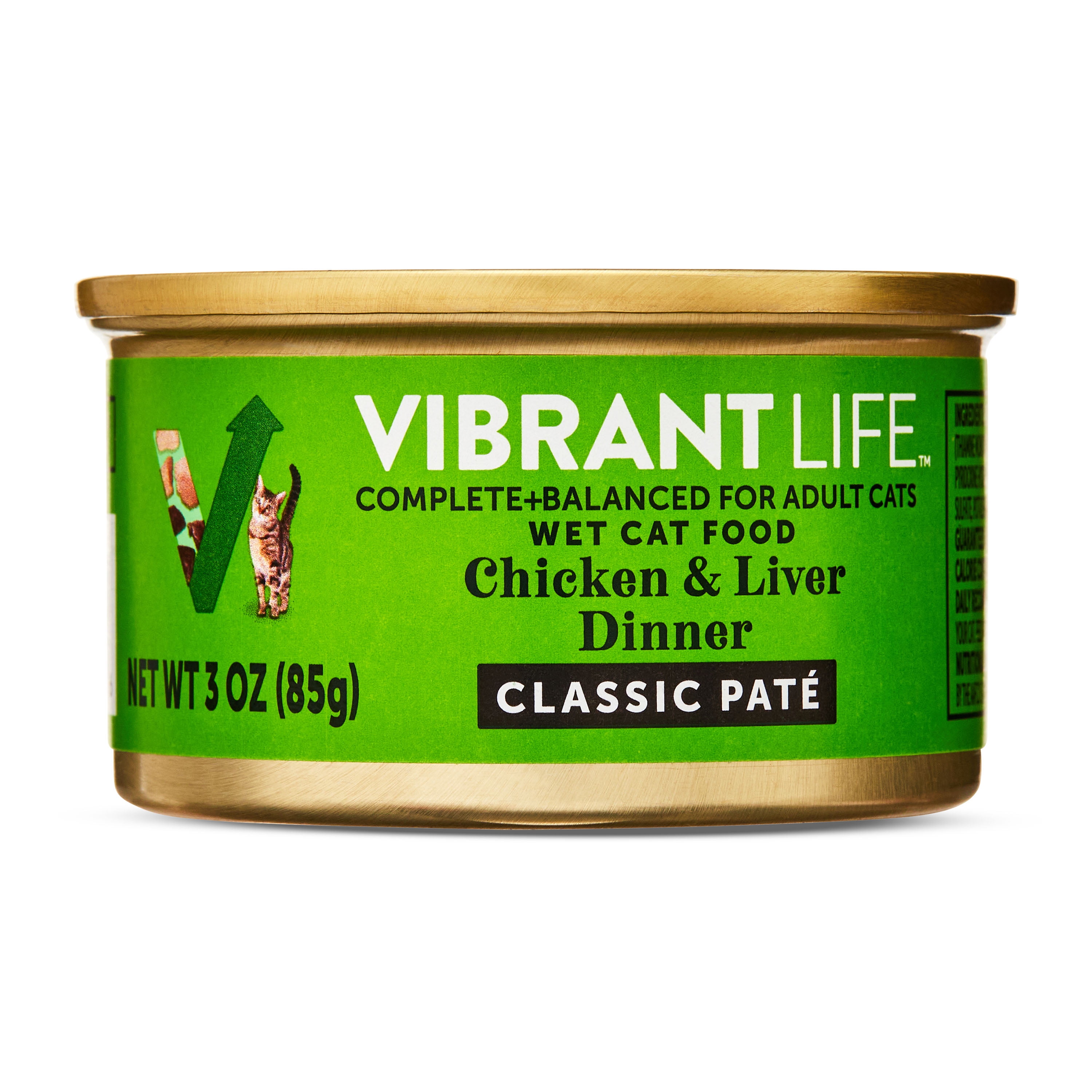 (6 pack) Vibrant Life Chicken & Liver Dinner Classic Pate Wet Cat Food, Grain-Free, 3 oz Can