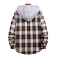 thumbnail image 4 of IROINNID Mens Shacket On Sale Comfy Hooded Cell Printing Long Sleeve Button Cardigan Shirt Shirt Coat,Black, 4 of 9