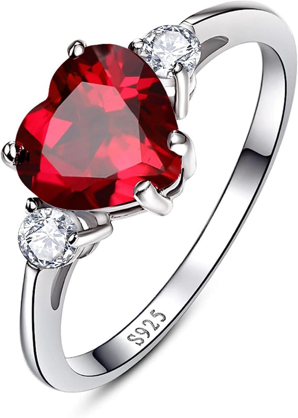 Mesnt Anillos De Plata De Ley Personalizados Para Mujer, Anillo De Corazón 2 Garras Con Circonita Cúbica, Anillos De Boda únicos, Metal, Zirconia Cúbica
