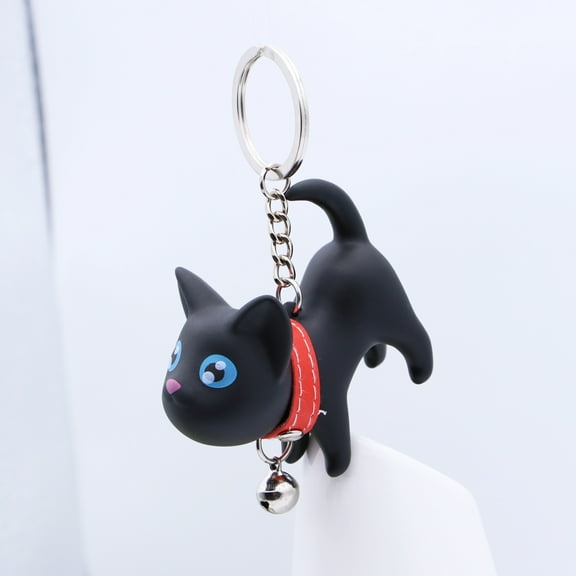 WRITWAA Black Cat Keychain for Keys and Bag, Elegant Hanging Charm, Phone Accessory, and Stylish