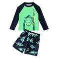 thumbnail image 4 of Kogui Boys Swim Trunks with Shirt Long Sleeve Toddler Boys Two Piece Swimsuit Kids Swim Set Bathing Suit Trunks and Shirt Size 4T 5T (Green,4-5 Years), 4 of 6
