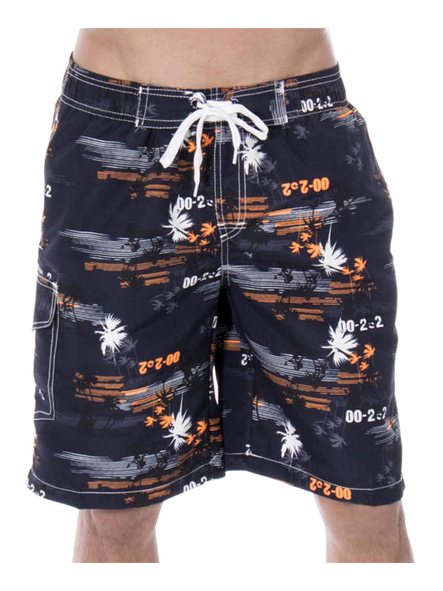 Men's Casual Beachwear Coconut Trees Board Shorts Swim Trunks, Orange ...