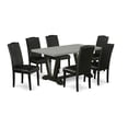 thumbnail image 6 of East West Furniture V-Style 7-piece Wood Dining Set with High Back in Black, 6 of 10