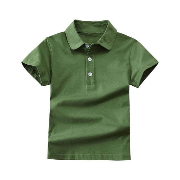 Bxsruta Shirts for Kids, Solid Color Kids Shirt, Cotton Blend Short Sleeve Collared Top, Casual Breathable Button-Neck Blouse