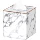 thumbnail image 2 of Tissue Box Cover Square PU Leather Facial Tissue Box Holder for Dresser Bathroom Decor (White Marble Pattern), 2 of 5