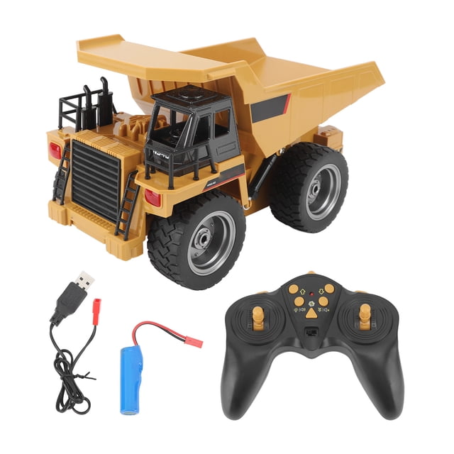 Control remoto camión volquete juguete metal RC vehículo de construcción 1:18 2.4G 9 canales completamente funcional