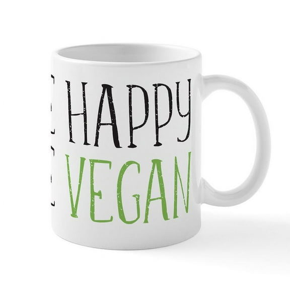 CafePress - Be Happy Be Vegan - 11 oz Ceramic Mug - Novelty Coffee Tea Cup